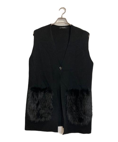 LOUNIE（ルーニー）LOUNIE (ルーニー) ファーポケットニットジレ ブラック サイズ:ＦＲＥＥの古着・服飾アイテム