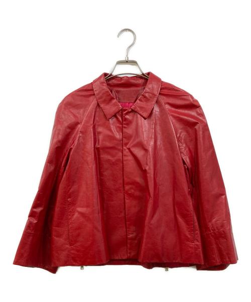 DRAWER（ドゥロワー）DRAWER (ドゥロワー) ラムレザージャケット レッド サイズ:38の古着・服飾アイテム