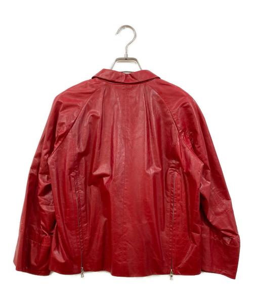 DRAWER（ドゥロワー）DRAWER (ドゥロワー) ラムレザージャケット レッド サイズ:38の古着・服飾アイテム