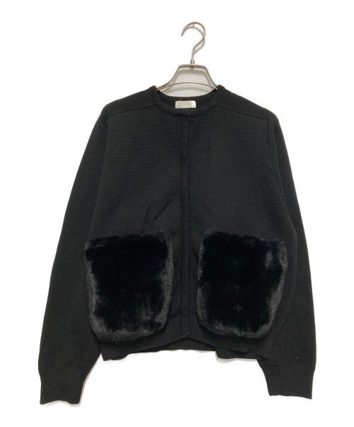 BALLSEY（ボールジィ）BALLSEY (ボールジィ) ミラノリブ ファーポケットカーディガン ブラック サイズ:Sの古着・服飾アイテム