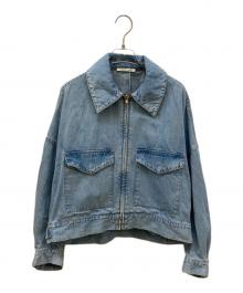 CURRENTAGE（カレンテージ）の古着「フロントジップ加工デニムジャケット」｜スカイブルー
