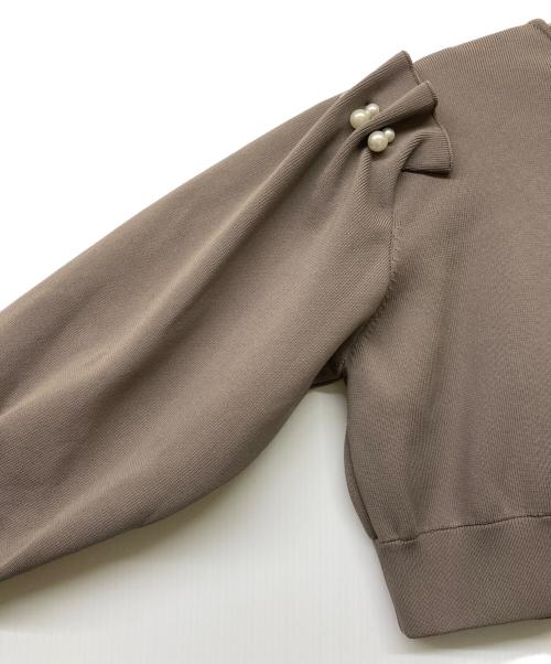 CELFORD（セルフォード）CELFORD (セルフォード) パール付きニットブルゾン モカ サイズ:36の古着・服飾アイテム