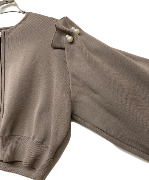 CELFORD（セルフォード）CELFORD (セルフォード) パール付きニットブルゾン モカ サイズ:36の古着・服飾アイテム