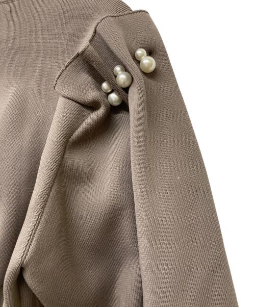 CELFORD（セルフォード）CELFORD (セルフォード) パール付きニットブルゾン モカ サイズ:36の古着・服飾アイテム