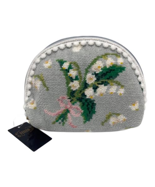 FEILER（フェイラー）FEILER (フェイラー) ピュールミュゲ マチ付きハーフムーンポーチ グレー 未使用品の古着・服飾アイテム