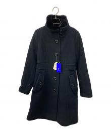 BLUE LABEL CRESTBRIDGE（ブルーレーベルクレストブリッジ）の古着「ファインウールダブルビーバースタンドカラーコート」｜ブラック