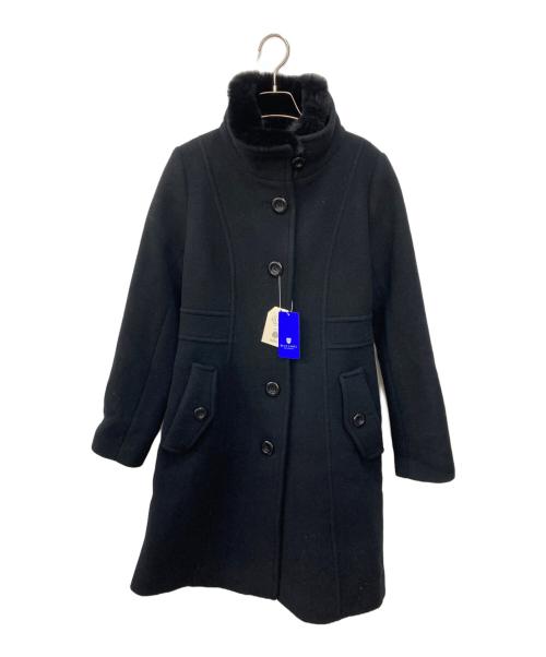 BLUE LABEL CRESTBRIDGE（ブルーレーベルクレストブリッジ）BLUE LABEL CRESTBRIDGE (ブルーレーベルクレストブリッジ) ファインウールダブルビーバースタンドカラーコート ブラック サイズ:SIZE 36の古着・服飾アイテム