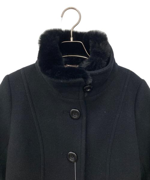 BLUE LABEL CRESTBRIDGE（ブルーレーベルクレストブリッジ）BLUE LABEL CRESTBRIDGE (ブルーレーベルクレストブリッジ) ファインウールダブルビーバースタンドカラーコート ブラック サイズ:SIZE 36の古着・服飾アイテム