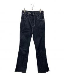 BASICKS（ベイシックス）の古着「ハートプリント フレアデニムパンツ」｜インディゴ