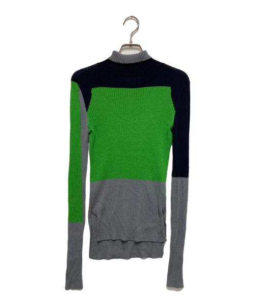 nagonstans（ナゴンスタンス）nagonstans (ナゴンスタンス) high-neck long-sleeves グレー×グリーン サイズ:Mの古着・服飾アイテム
