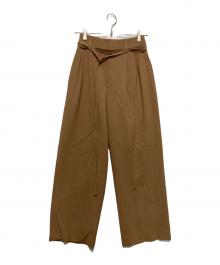 AEWEN MATOPH（イウエン マトフ）の古着「ハイウエスト ベルテッド タックワイドパンツ」｜ブラウン