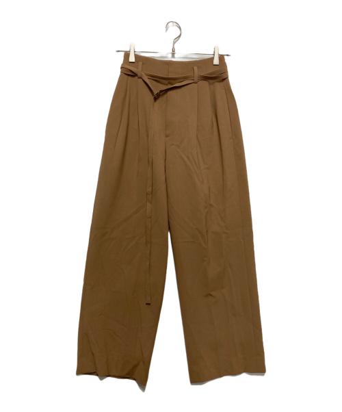 AEWEN MATOPH（イウエン マトフ）AEWEN MATOPH (イウエン マトフ) ハイウエスト ベルテッド タックワイドパンツ ブラウン サイズ:SIZE 34の古着・服飾アイテム