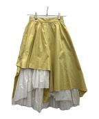 Ameriアメリ）の古着「CURTAIN FLARE PANTS」｜ベージュ×ホワイト