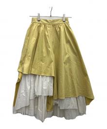 Ameri（アメリ）の古着「CURTAIN FLARE PANTS」｜ベージュ×ホワイト