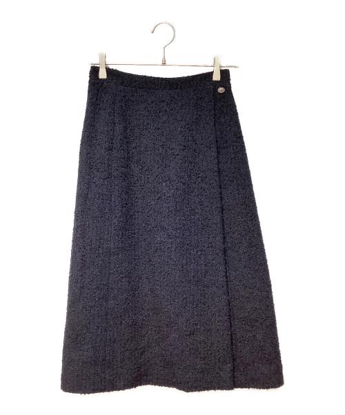 CHANEL（シャネル）CHANEL (シャネル) ツイードラップスカート ブラック サイズ:36の古着・服飾アイテム