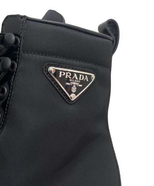 PRADA（プラダ）PRADA (プラダ) ロゴ アンクルブーツ ブラック サイズ:36 1/2の古着・服飾アイテム