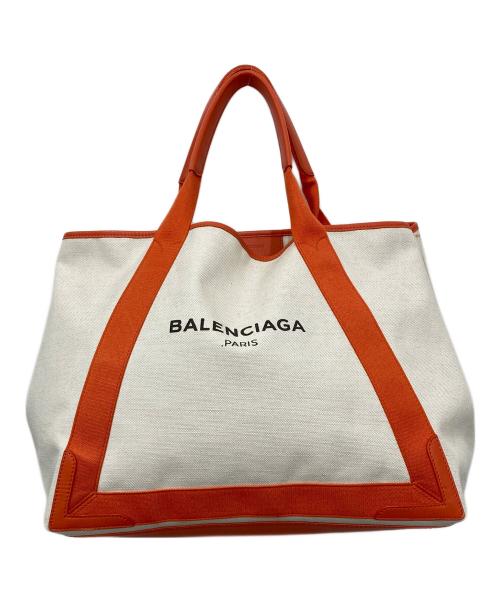 BALENCIAGA（バレンシアガ）BALENCIAGA (バレンシアガ) NAVY CABAS M トートバッグ アイボリーの古着・服飾アイテム