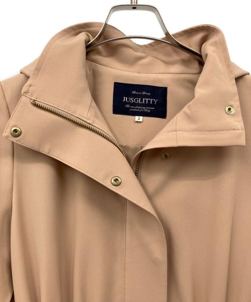 JUSGLITTY（ジャスグリッティー）JUSGLITTY (ジャスグリッティー) フード付ロングブルゾン ベージュ サイズ:2の古着・服飾アイテム