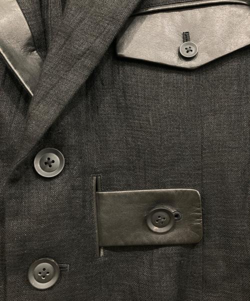 Yohji Yamamoto pour homme（ヨウジヤマモト プールオム）Yohji Yamamoto pour homme (ヨウジヤマモト プールオム) タブ留めピークレザーJKT ブラック サイズ:2の古着・服飾アイテム