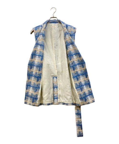 DES PRES（デ プレ）DES PRES (デ プレ) サンセットツイード ベルデッドジレ ブルー サイズ:Freeの古着・服飾アイテム