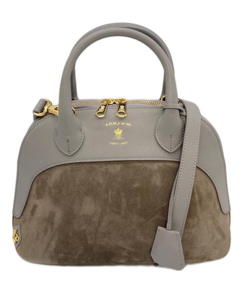 A.D.M.J.（エーディーエムジェイ）A.D.M.J. (エーディーエムジェイ) 2WAYショルダーバッグ　ハンドバッグ　ラムレザー　 グレー サイズ:実寸参照の古着・服飾アイテム