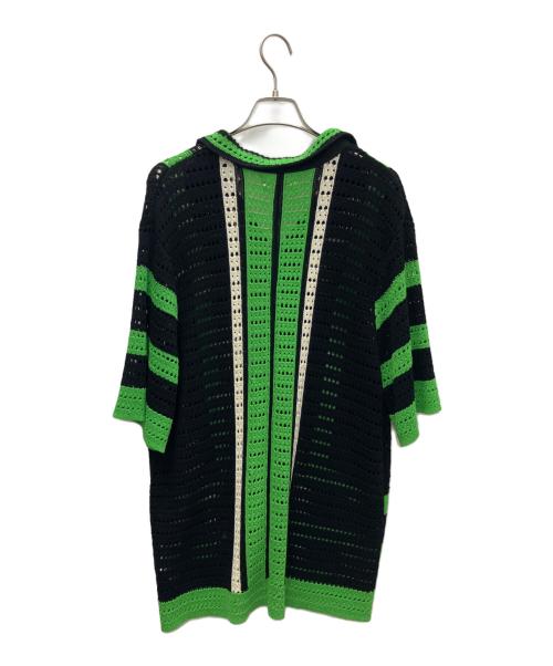 SYUMAN.（シュウマン）SYUMAN. (シュウマン) crochet short sleeve ブラック×グリーン サイズ:F 未使用品の古着・服飾アイテム