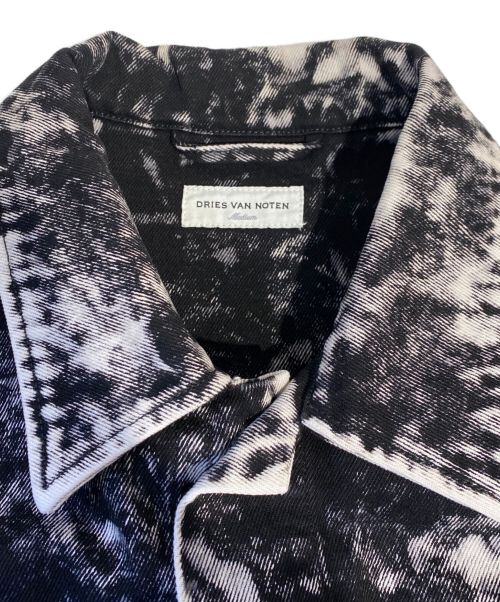 DRIES VAN NOTEN（ドリスヴァンノッテン）DRIES VAN NOTEN (ドリスヴァンノッテン) ブリーチ加工デニムジャケット ブラック×ホワイト サイズ:Mの古着・服飾アイテム