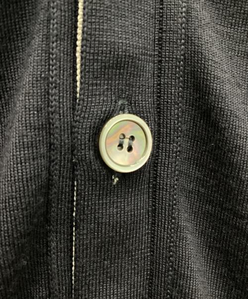 THOM BROWNE. NEW YORK（トムブラウン ニューヨーク）THOM BROWNE. NEW YORK (トムブラウンニューヨーク) 4BAR クラシック Vネック ファインメリノウール カーディガン ネイビー×ホワイト サイズ:1の古着・服飾アイテム