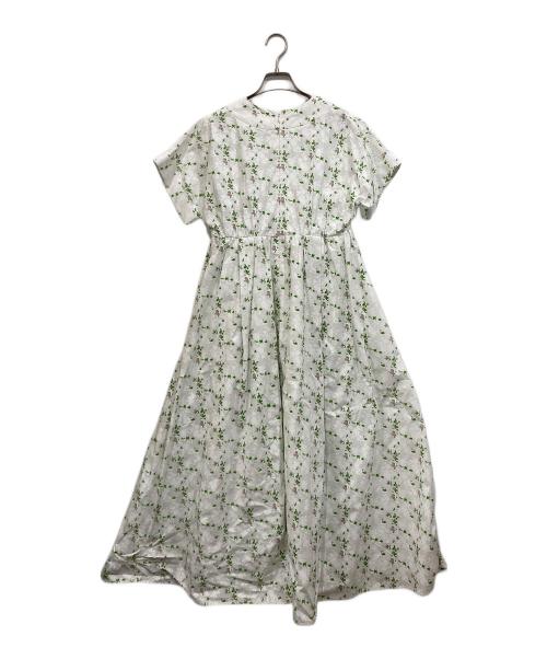 OBLI（オブリ）OBLI (オブリ) グリーンジャガードVネックドレス ホワイト サイズ:1の古着・服飾アイテム