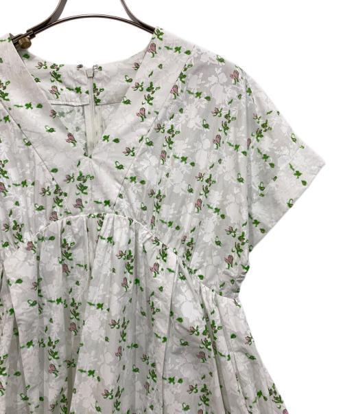 OBLI（オブリ）OBLI (オブリ) グリーンジャガードVネックドレス ホワイト サイズ:1の古着・服飾アイテム