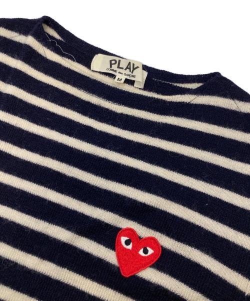 PLAY COMME des GARCONS（プレイコムデギャルソン）PLAY COMME des GARCONS (プレイコムデギャルソン) ウールボーダーニット ホワイト×ブラック サイズ:Mの古着・服飾アイテム