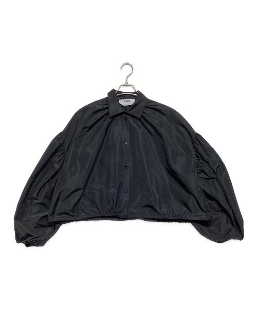 MSGM（エムエスジーエム）MSGM (エムエスジーエム) バルーンスリーブ クロップドタフタシャツ ブラック サイズ:40の古着・服飾アイテム