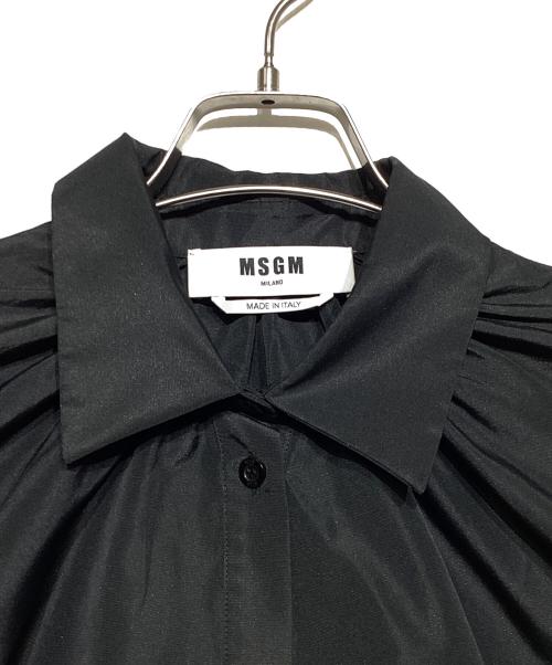 MSGM（エムエスジーエム）MSGM (エムエスジーエム) バルーンスリーブ クロップドタフタシャツ ブラック サイズ:40の古着・服飾アイテム