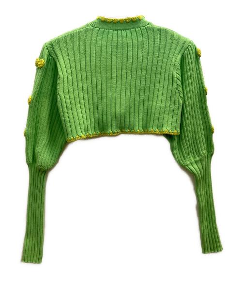 holiday（ホリデー）holiday (ホリデー) RIBBON CROPPED KNIT CARDIGAN グリーン サイズ:フリーの古着・服飾アイテム