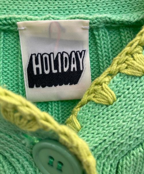 holiday（ホリデー）holiday (ホリデー) RIBBON CROPPED KNIT CARDIGAN グリーン サイズ:フリーの古着・服飾アイテム
