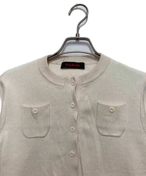 CABAN（キャバン）CABaN (キャバン) コットンカシミヤクルーネックカーディガン アイボリー サイズ:XSの古着・服飾アイテム
