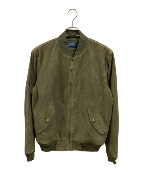 POLO RALPH LAUREN（ポロ・ラルフローレン）POLO RALPH LAUREN (ポロ・ラルフローレン) スウェードブルゾン　ポロ・ラルフローレン カーキ サイズ:Ｍの古着・服飾アイテム