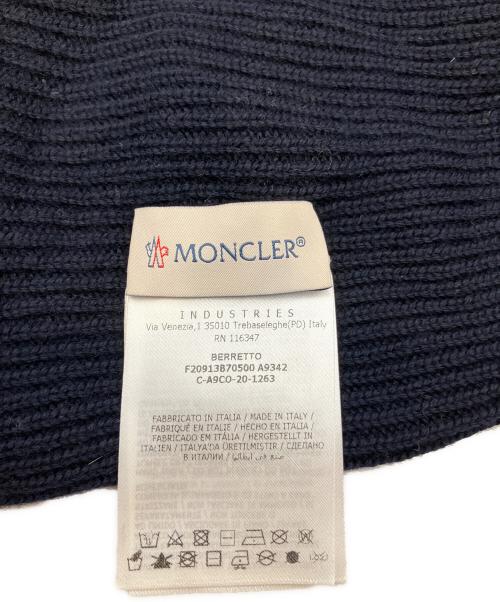 MONCLER（モンクレール）MONCLER (モンクレール) ワッペンデザインニット帽/ビーニー/ニットキャップ ネイビー サイズ:FREEの古着・服飾アイテム