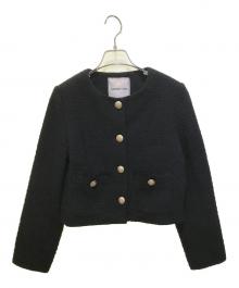 Apuweiser-riche（アプワイザーリッシェ）の古着「クロップドツイードジャケット」｜ブラック