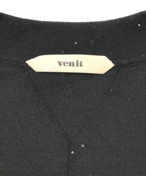 Venit（ヴェニット）venit (ヴェニット) スパンコールオープンカラーニット VEK-7430-B ブラック サイズ:38の古着・服飾アイテム