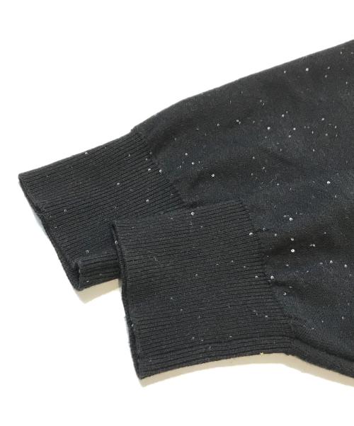 Venit（ヴェニット）venit (ヴェニット) スパンコールオープンカラーニット VEK-7430-B ブラック サイズ:38の古着・服飾アイテム