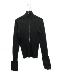 LIVINGTONE（リヴィントーン）の古着「DOLK ZIPPER FLY HIGH NECK KNIT」｜ブラック