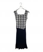 HER LIP TOハーリップトゥ）の古着「Her Hound stooth Belted Knit Dress」｜ブラック