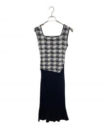 HER LIP TO（ハーリップトゥ）の古着「Her Hound stooth Belted Knit Dress」｜ブラック