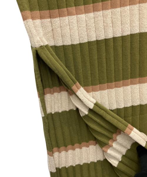 HER LIP TO（ハーリップトゥ）HER LIP TO (ハーリップトゥ) Cotton Striped Ribbed Knit Dress カーキ サイズ:M 未使用品の古着・服飾アイテム