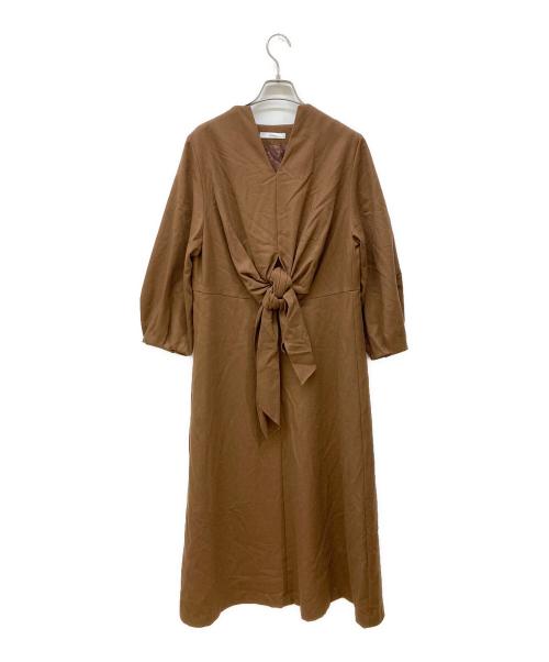 ASTRAET（アストラット）ASTRAET (アストラット) キーネック TIE ワンピース ブラウンの古着・服飾アイテム