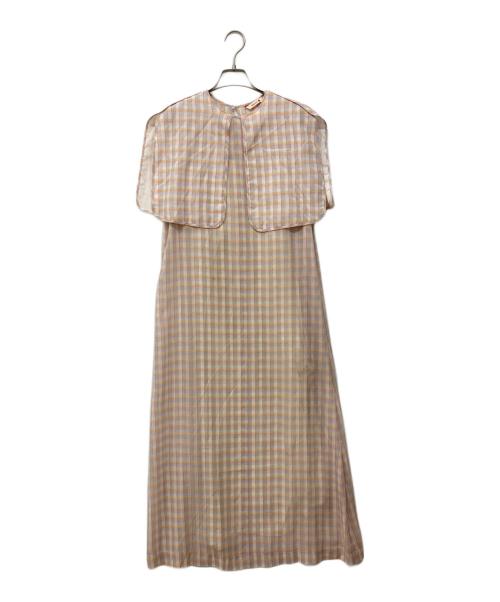 BACCA（バッカ）BACCA (バッカ) ダブルチェック ケープカラーワンピース ピンク サイズ:36の古着・服飾アイテム