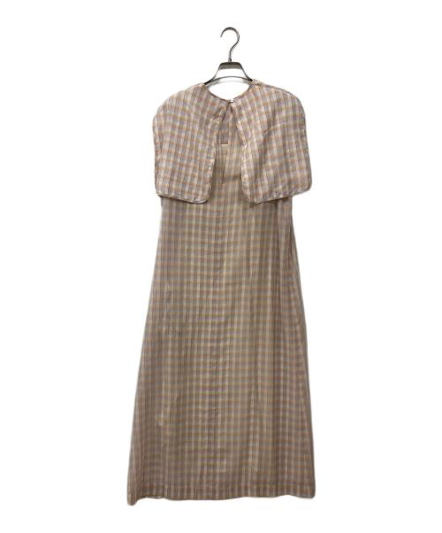 BACCA（バッカ）BACCA (バッカ) ダブルチェック ケープカラーワンピース ピンク サイズ:36の古着・服飾アイテム