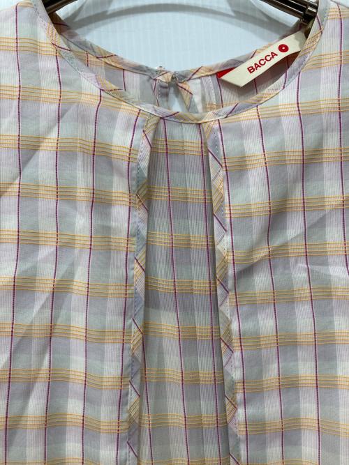 BACCA（バッカ）BACCA (バッカ) ダブルチェック ケープカラーワンピース ピンク サイズ:36の古着・服飾アイテム
