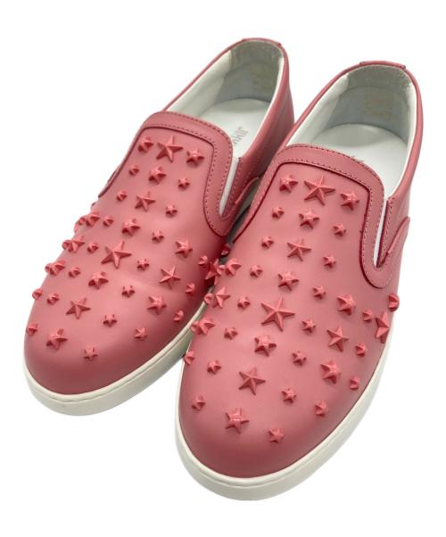 JIMMY CHOO（ジミーチュウ）JIMMY CHOO (ジミーチュウ) スタッズスリッポン ピンク サイズ:38の古着・服飾アイテム